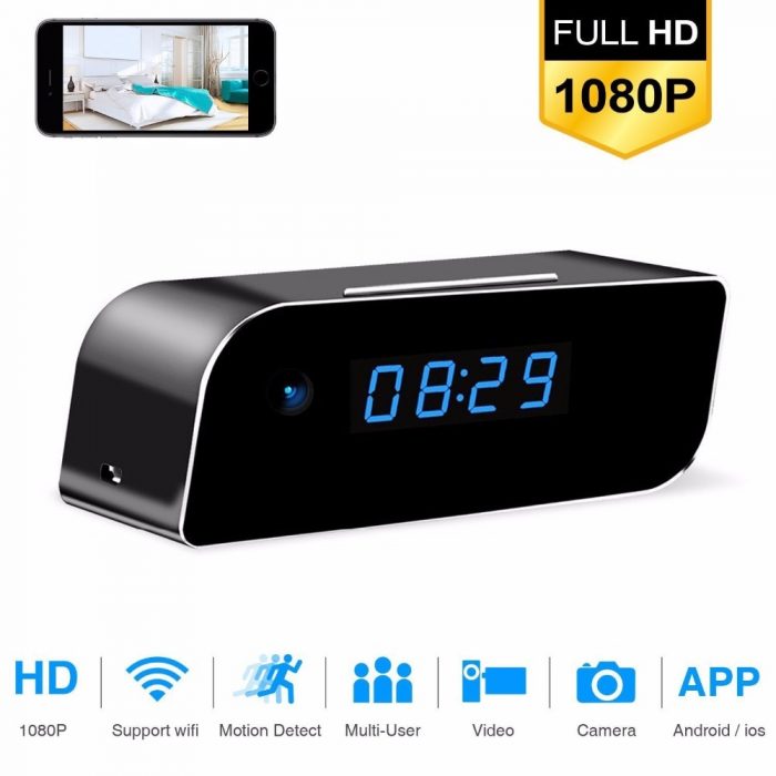 1080P WIFI Mini Camera Time Alarm Clock Wireless Motion Sensor IP Security Night Vision Micro Home - Hidden Camera