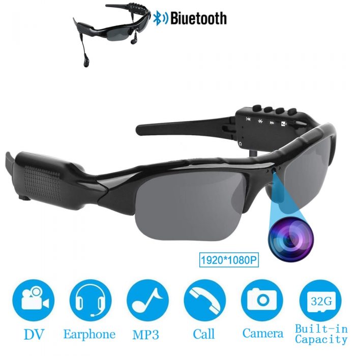 2022 HD 1080P 32GB Polarized Lens Mini Sunglasses Camera Multifunctional Biuetooth MP3 Player Sports DV Video - Hidden Camera