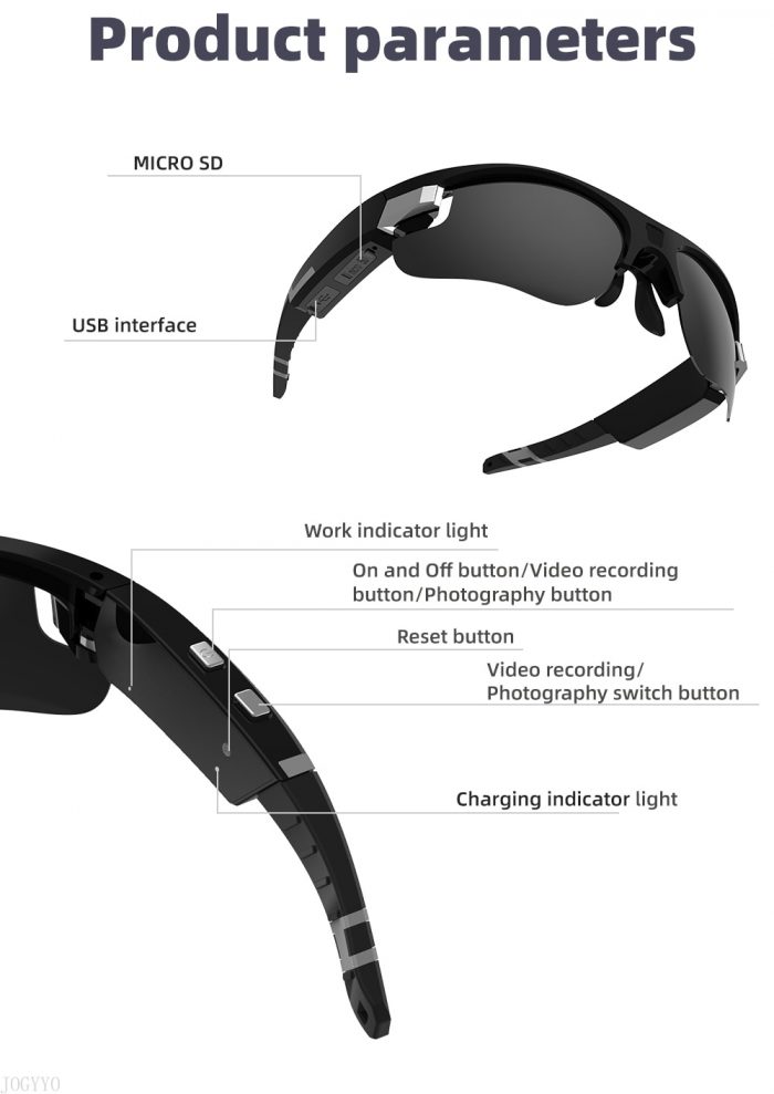 HD 1080P Mini DV DVR Cam Smart Glasses Polarized Lens Sunglasses Camera Action Sports Camera Glasses 4 - Hidden Camera