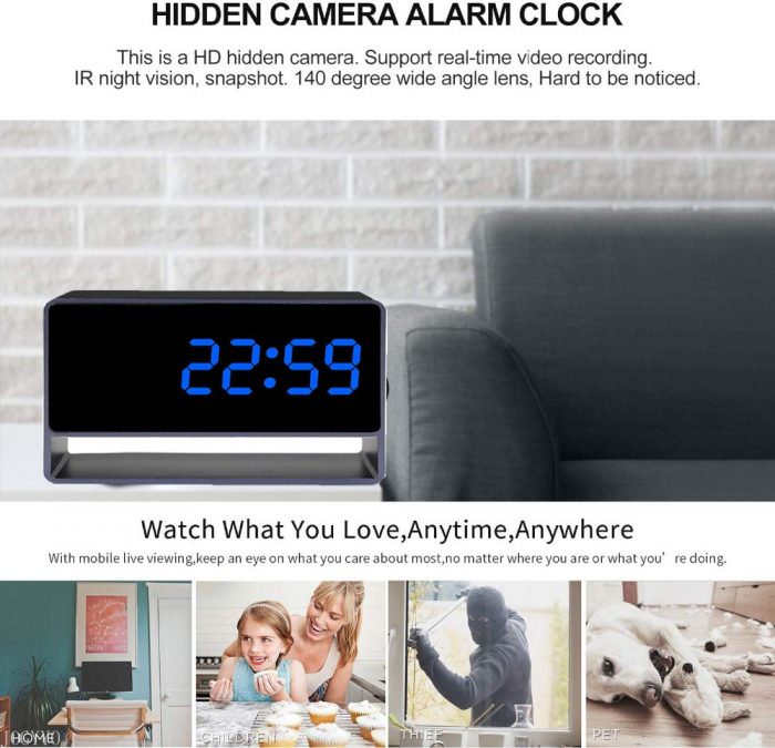 HD 4K Smart Clock Camera Wireless WIFI P2P ip cam Night Vision Motion Detection Home Security 5 - Hidden Camera