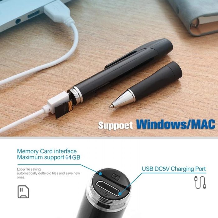 Mini Camera Pen Pocket Sport Digital Voice Video Recorder for Business Conference 1080P Wearable Body Micro 4 - Hidden Camera